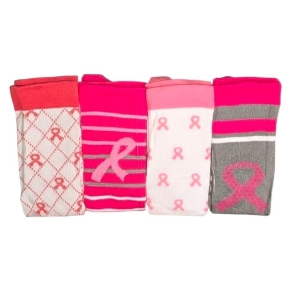Knee High Socks - Breast Cancer Pink Ribbon Themed - 4 pairs NWOT